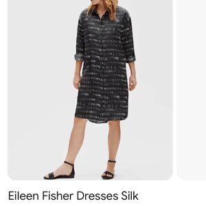 Eileen Fisher Organic Silk Dot Dress size Large